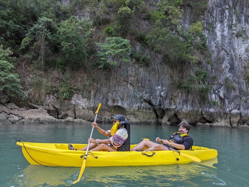 2-Day Lan Ha Bay & Cat Ba Cruise w/ Kayaking, Biking & More - Cua Van kayaking and swimming in clear bay water