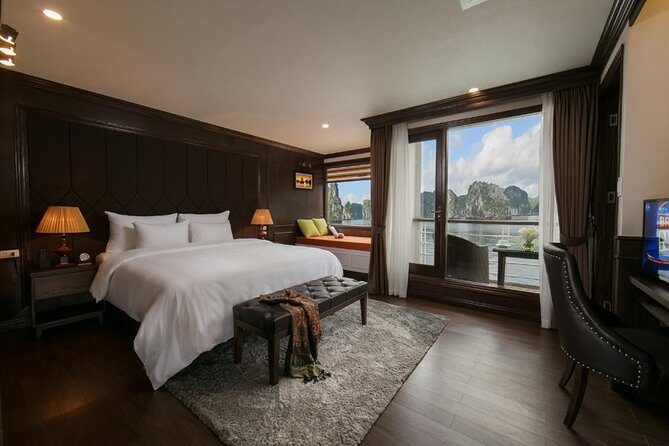 5 stars cruise, 4 stars price - private balcony cabins - 2 days - 1 night tour - Day 1 from Hanoi to Lan Ha Bay: swimming, sunset, and night fun