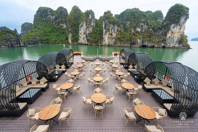 Ambassador Cruise The Largest Day Cruise in Halong Bay - Ti Top Island: beach break plus a serious view payoff