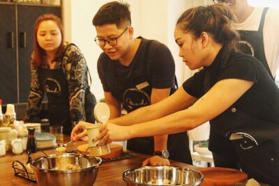 Authentic Bun Cha Hanoi making - with skyline view of Westlake - Eating etiquette and culinary culture: the “how to eat” piece