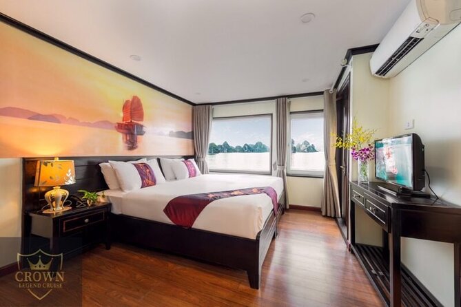 Crown Legend Cruise Ha Long 2 Days 1 Night - Check-in, buffet lunch, and the early scenery: Fighting Roosters to Finger Islets