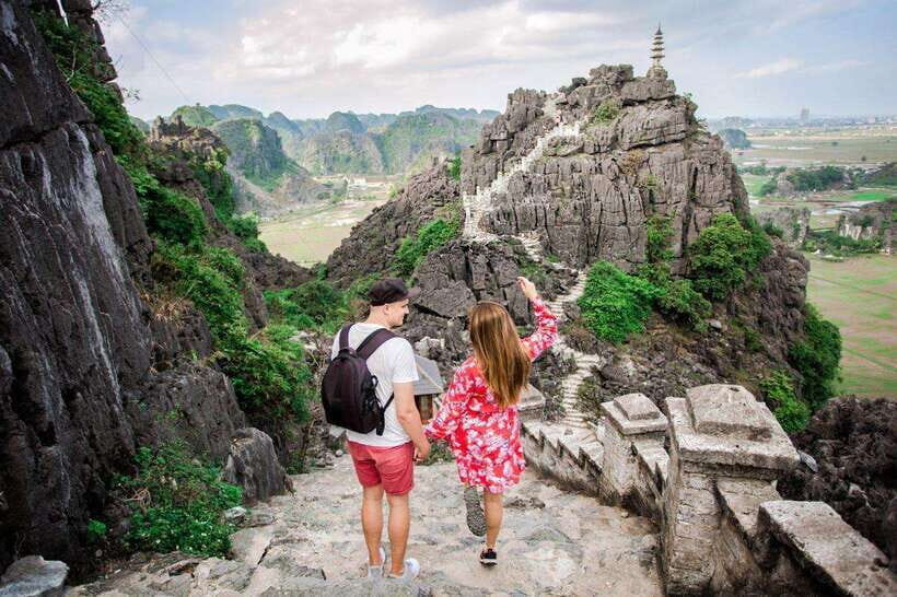 From Hanoi: Ninh Binh- Hoa Lu-Tam Coc- Mua Cave- Highlight - Climbing Mua Cave: nearly 500 steps for panoramic payoff