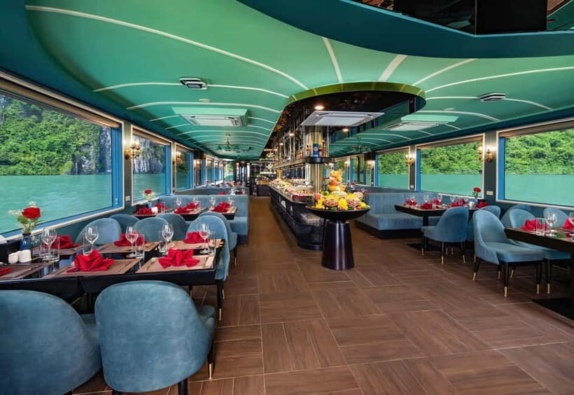 Ha Long Bay Cruise w/ Jacuzzi, Kayak & Limo from Hanoi - Tuan Chau Harbor to lunch: the limestone scenery sets the mood