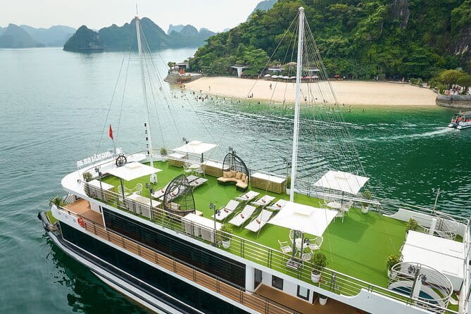 Halong Bay 5-Star Day Cruise, Buffet Lunch, Cave, Kayak, Transfer - Ti Top Island: beach time plus a short but real climb