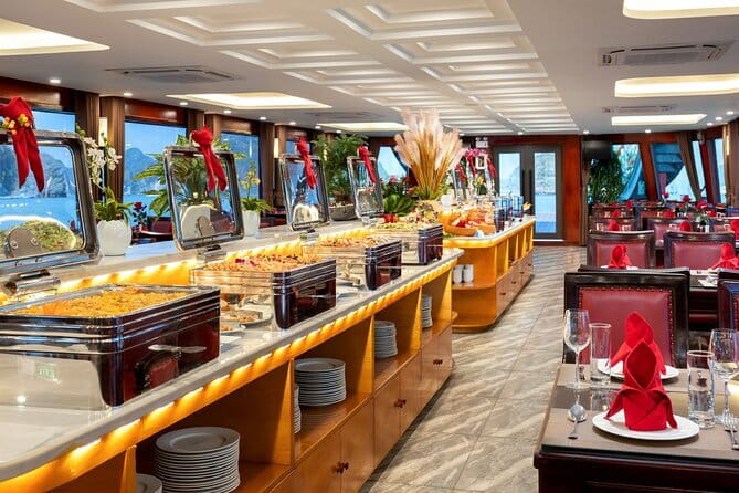 Halong Bay 5-Star Day Cruise, Buffet Lunch, Cave, Kayak, Transfer - Return to port and the sunset party payoff