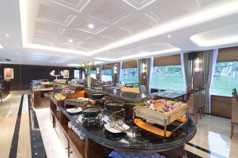 Halong bay day tour: Best seller IRIS CRUISE with live band - Inside Iris Cruise: floating-theater comfort with an open sundeck