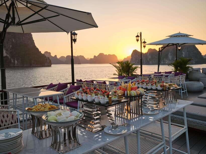 Halong bay day tour: Best seller IRIS CRUISE with live band - Getting to the ship: shared shuttles and real-world timing
