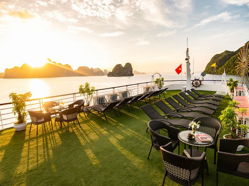 Halong Bay Luxury Cruise with Kayaking & Lunch Buffet - Sunset Party on the Water: Tea, cake, and the snack race