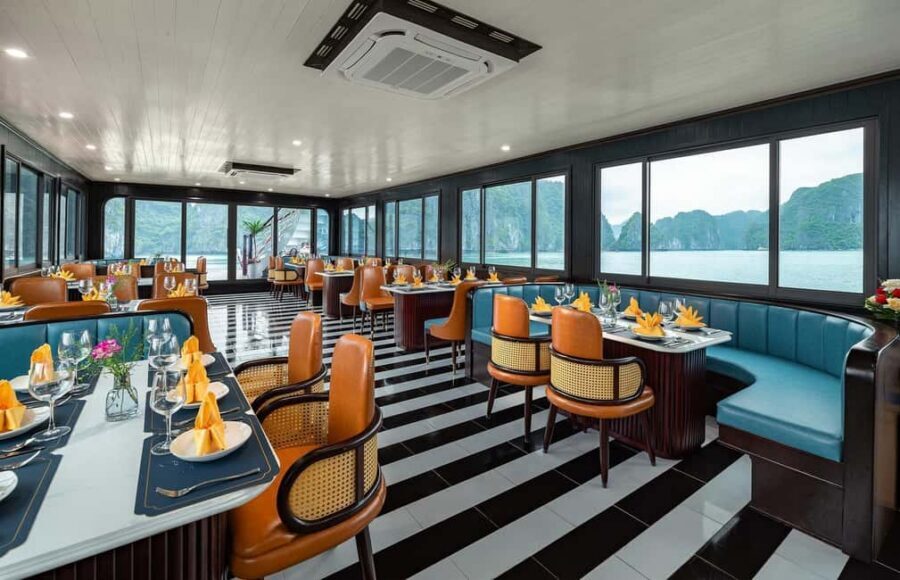 Hanoi/Cat Ba: Lan Ha Bay Day Cruise with Dark & Bright Caves - The boutique cruise feel: rooftop chill, room to move, and a drink bar