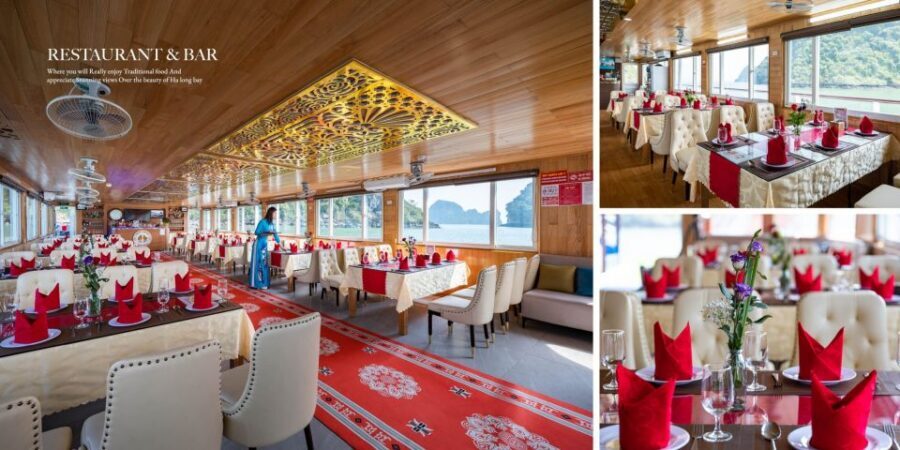 Hanoi: Ha Long Bay Cruise Day Tour visit Titop island & Cave - The Boat Sunset Party: Red Wine, Fries, Cakes, and Fruit