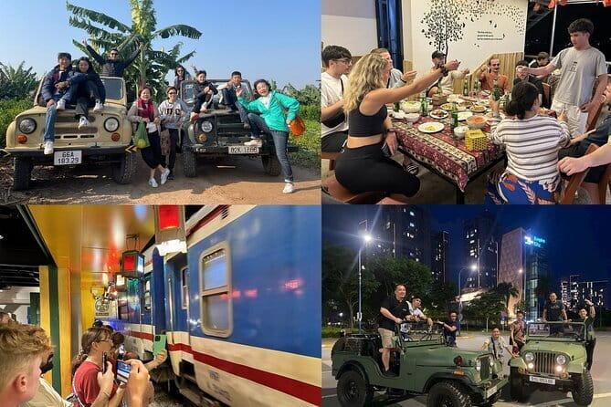 Hanoi Jeep Night Street Foodie Tour, Train Street and Egg Coffee - The 6:00 pm open-air jeep setup that makes night easier