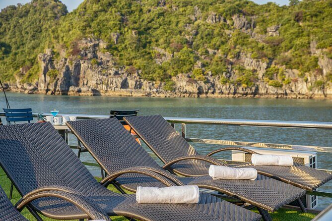 Hera Luxury Day Cruise Full Day Explore Lan Ha Bay - Trinh Nu Beach stop: swim, water slide, and a real break