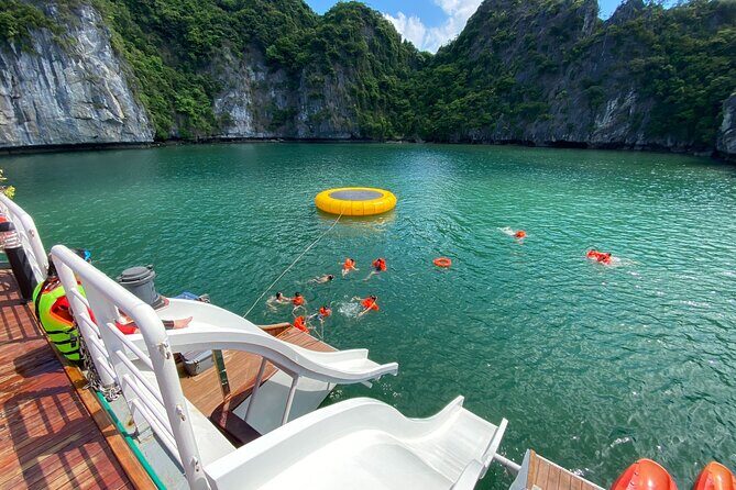 The Halong Catamaran Premium Day Cruise From Ha Long Bay - Lan Ha Bay Frog Pond: swimming, slide, and the choice to do less